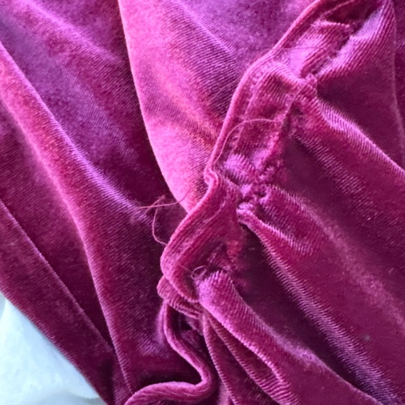 Betsey Johnson Velvet Mini Tiered Baby Doll Dress XS Puff 3/4 Sleeve Tawny Port - Picture 11 of 14